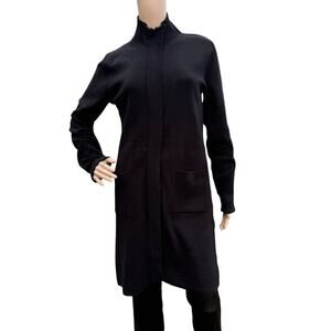 Nine & Company Women Knitted Black Long Sleeves High Neck Mid Length Cardigan M